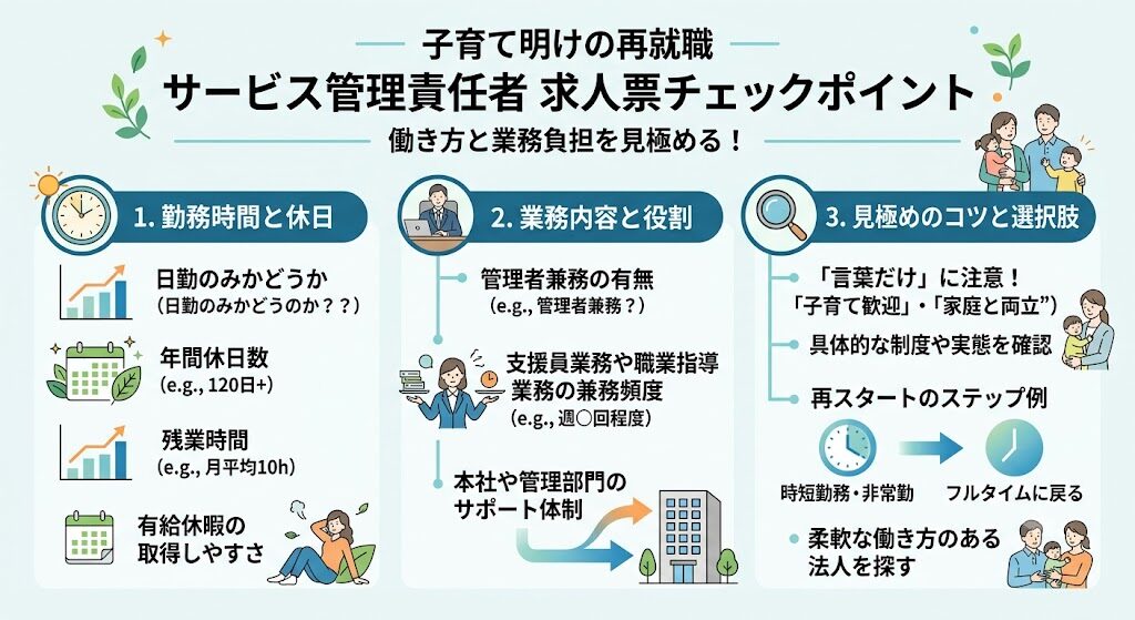 【子育て明け向け】サービス管理責任者の求人票で確認したいポイント