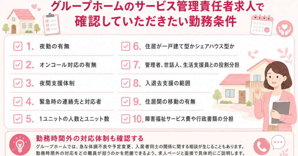 グループホームのサービス管理責任者求人で確認していただきたい勤務条件